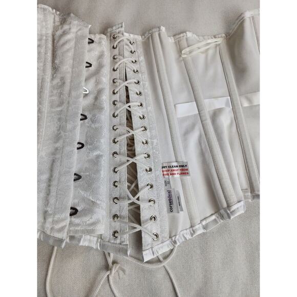 Corsetdeal Corset Womens 32 White Steampunk Wedding Bridal industrial fairycore - Picture 7 of 10
